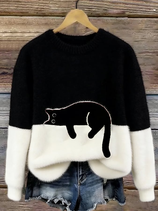 KIRSTEN | ELEGANT CAT PRINT JUMPER