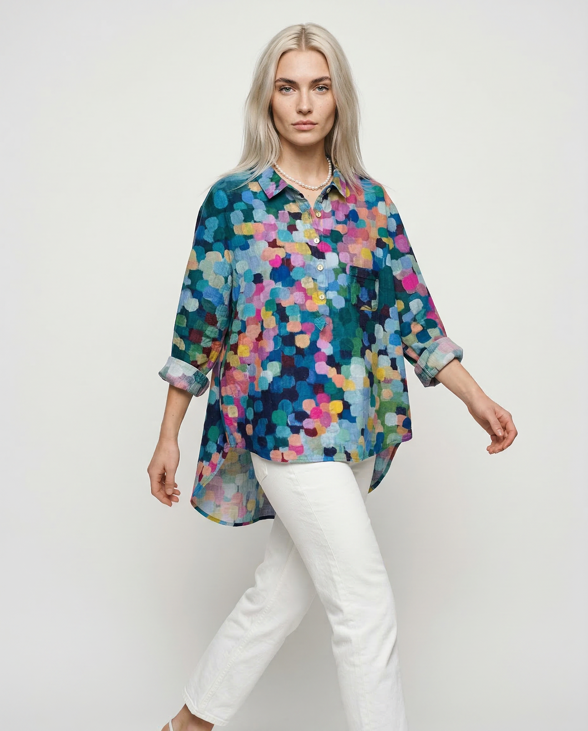 Eleonora – camisa de lino estampada