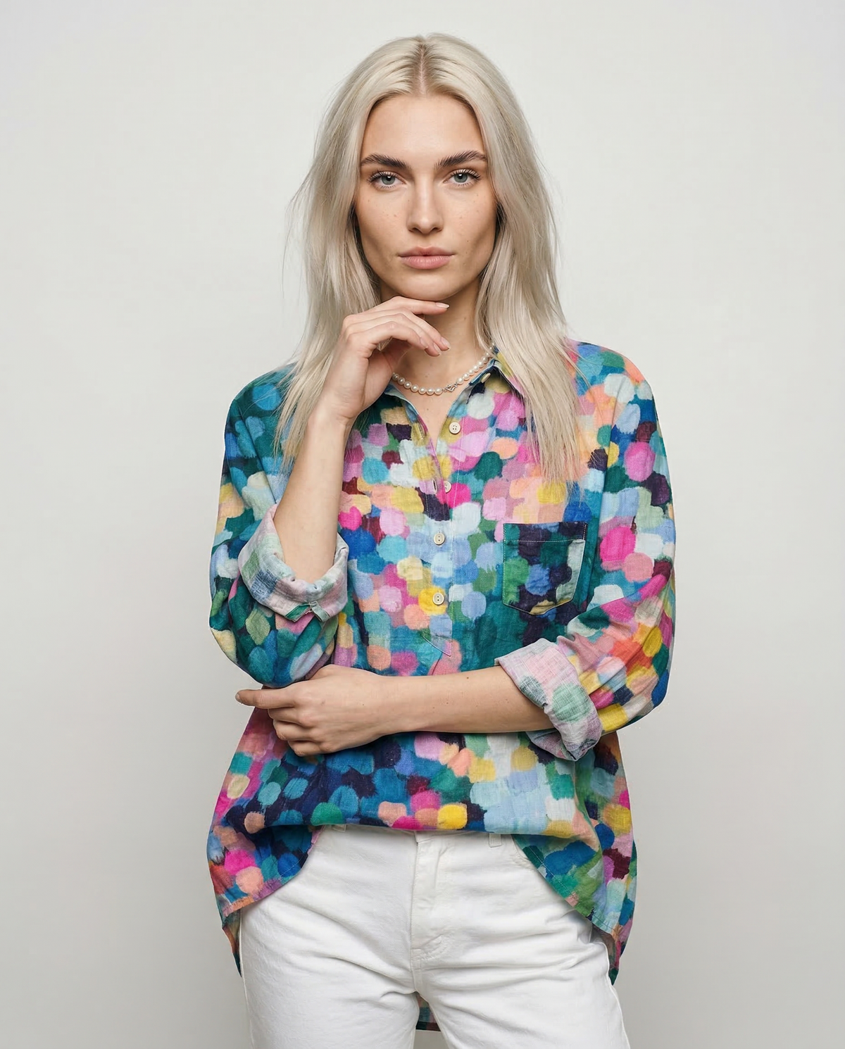 Eleonora – camisa de lino estampada