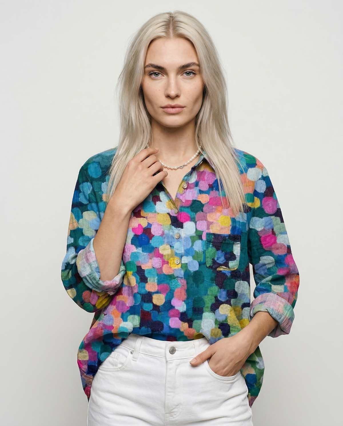 Eleonora – camisa de lino estampada
