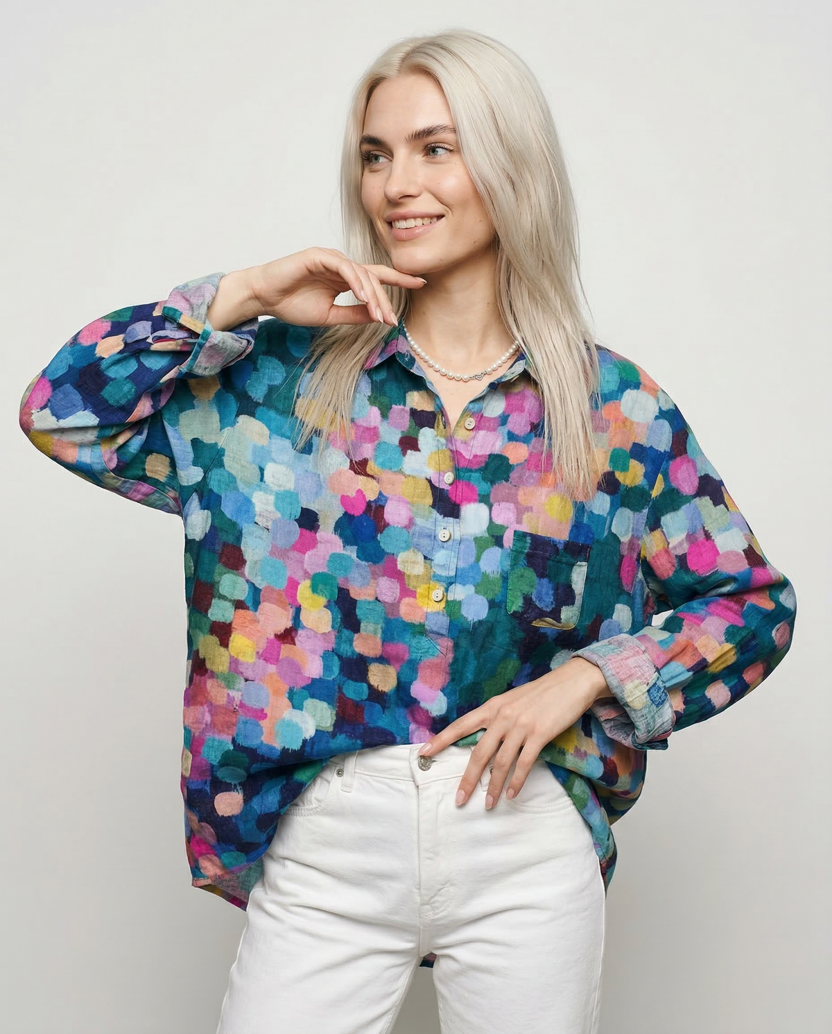 Eleonora – camisa de lino estampada