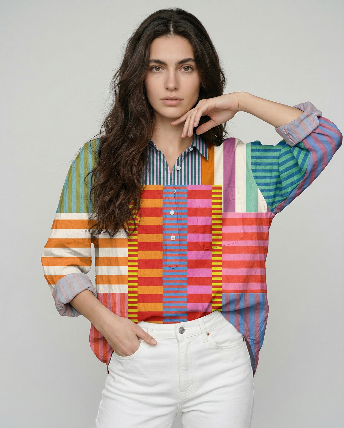 Fiorella – Camisa de lino estampada