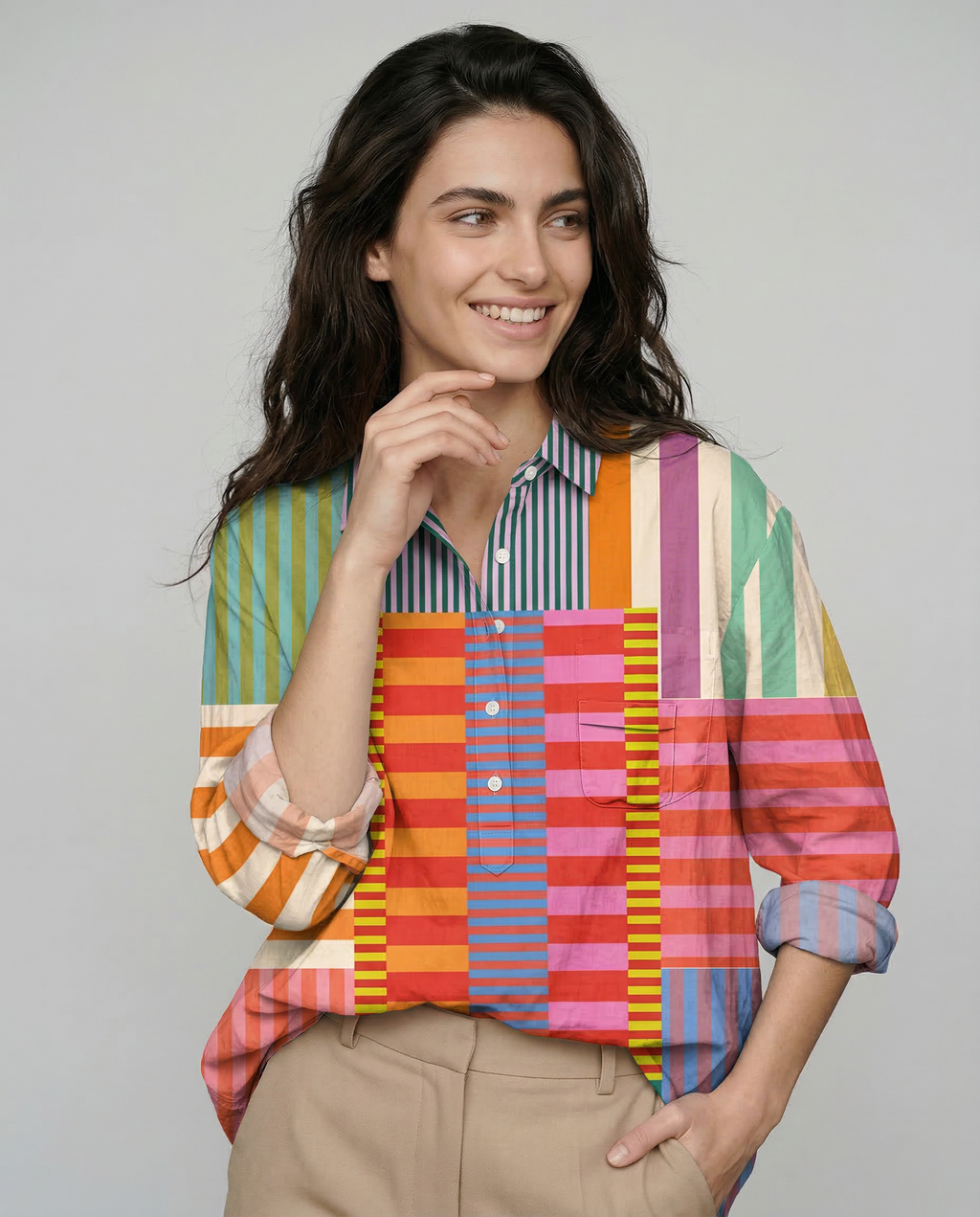 Fiorella – Camisa de lino estampada
