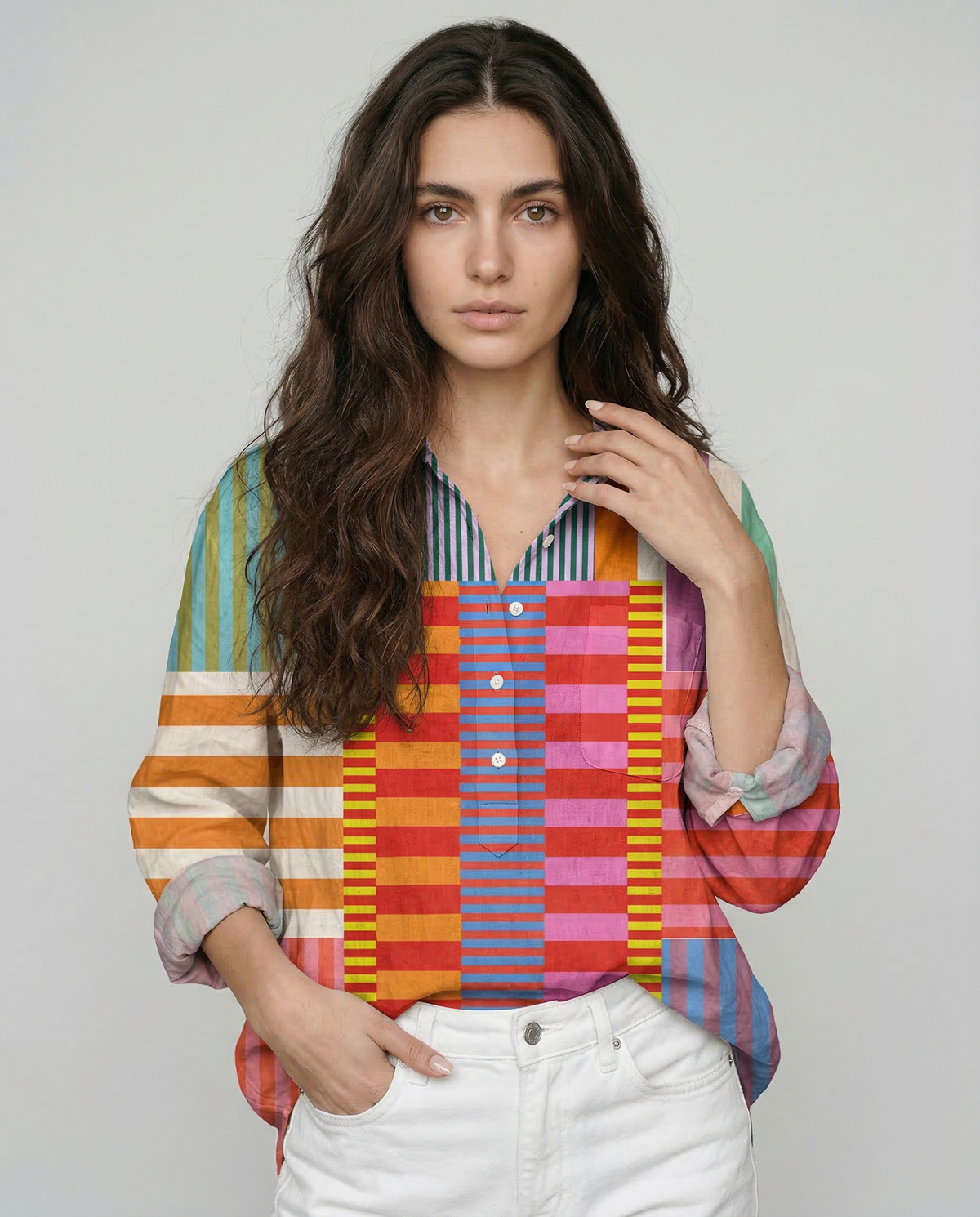 Fiorella – Camisa de lino estampada
