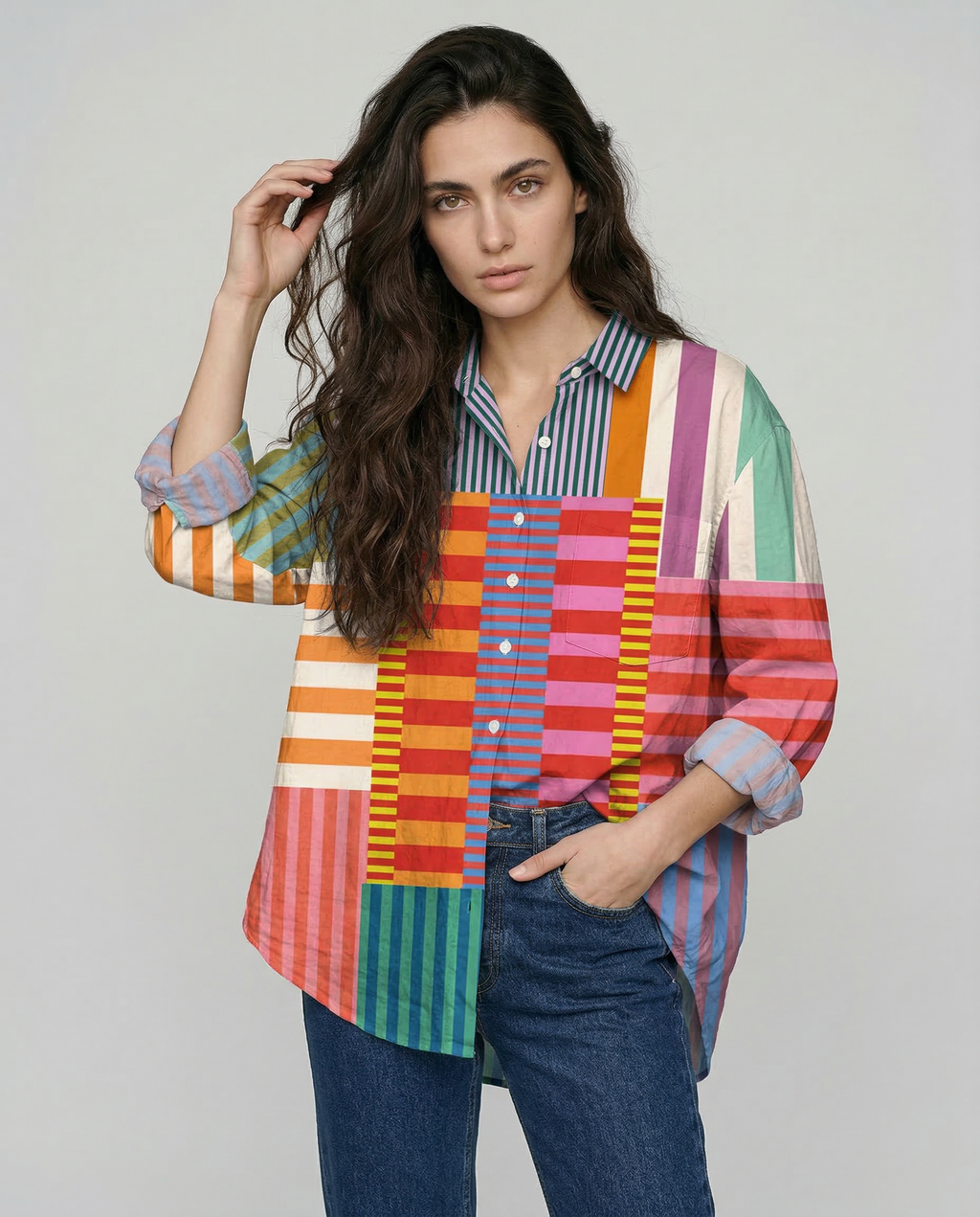 Fiorella – Camisa de lino estampada