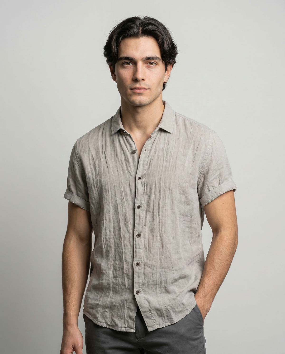 LOREN | Camisa de lino de manga corta