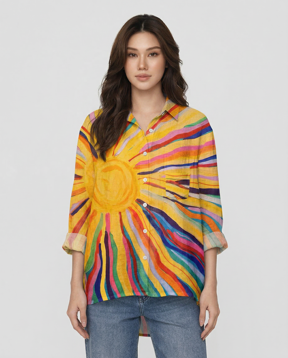 Luciana – Blusa de lino con estampado