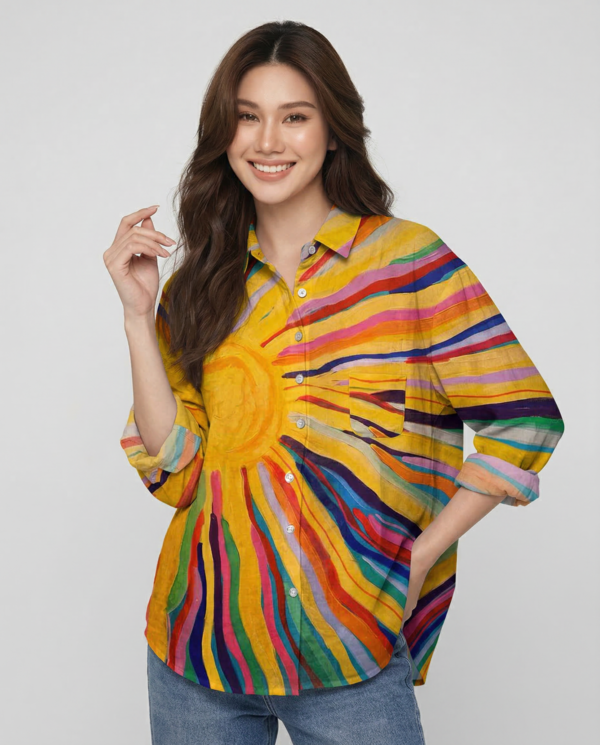 Luciana – Blusa de lino con estampado