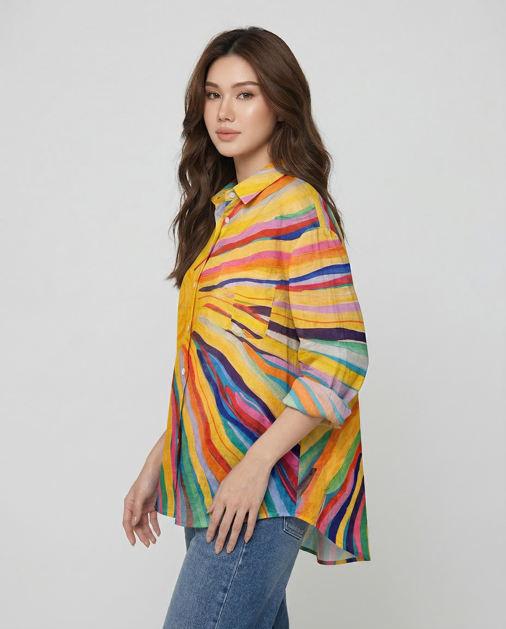 Luciana – Blusa de lino con estampado