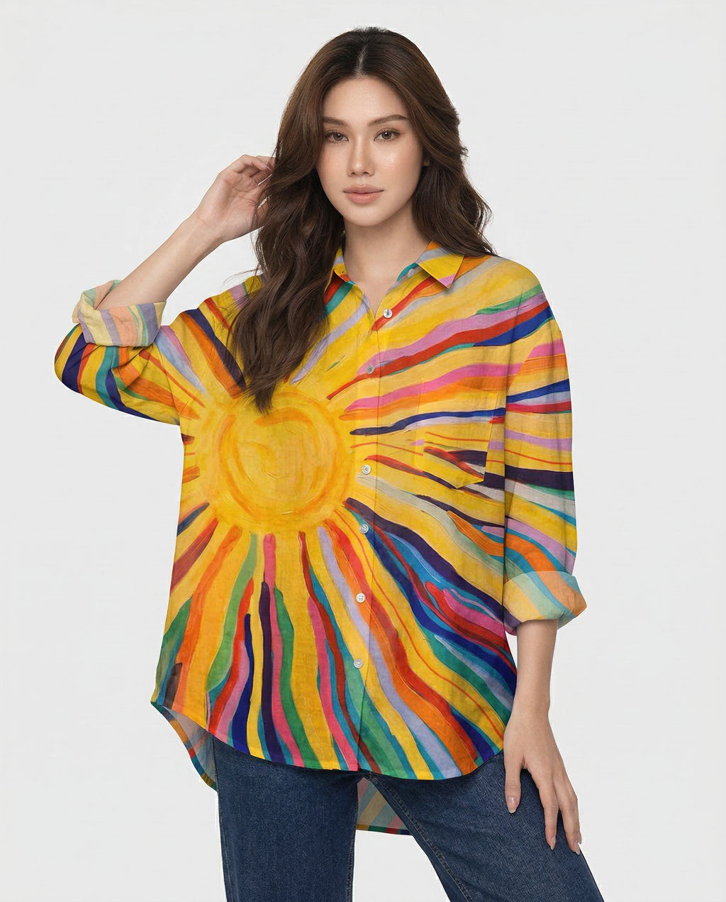 Luciana – Blusa de lino con estampado