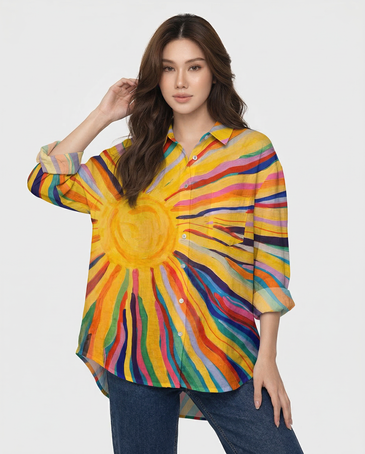 Luciana – Blusa de lino con estampado