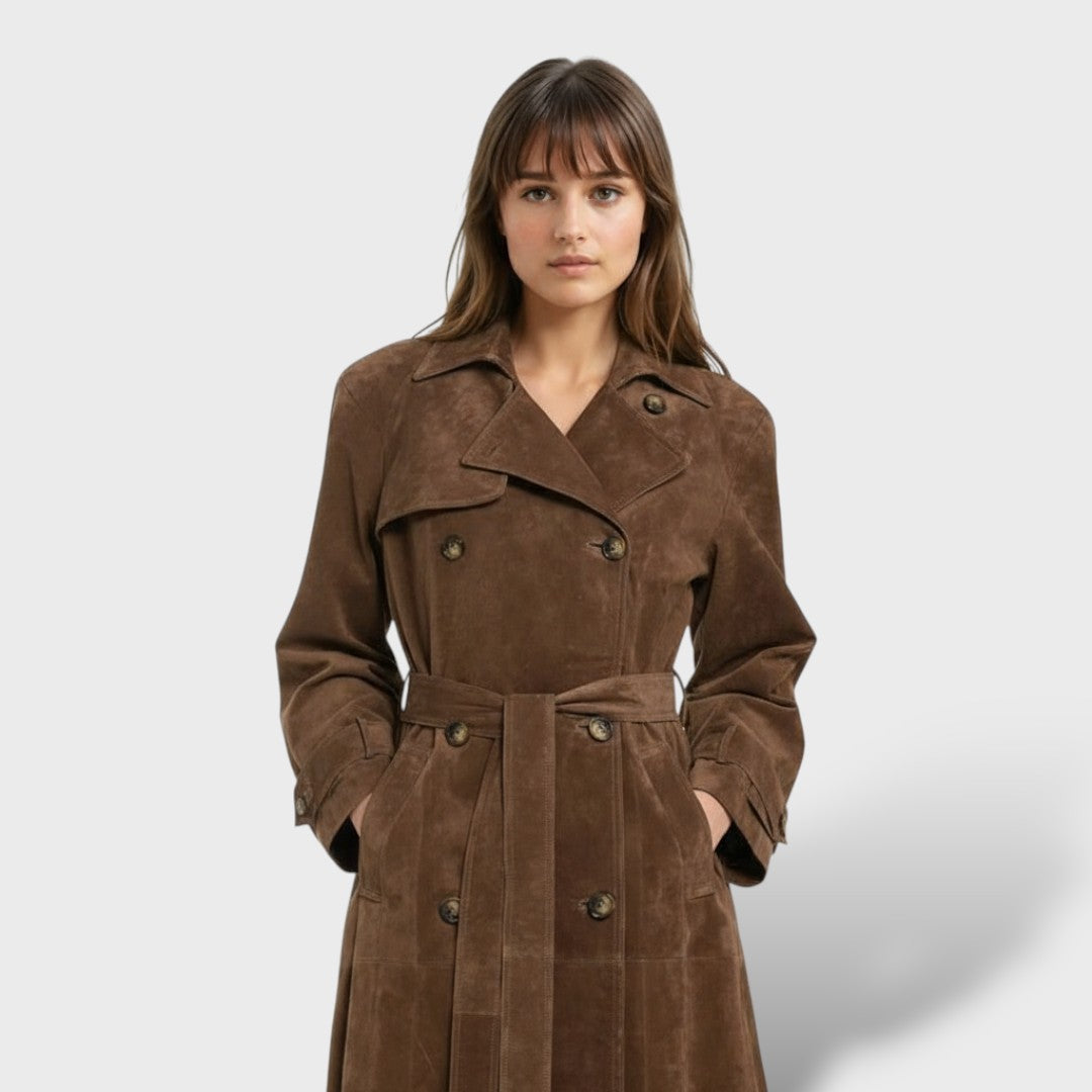 Gabardina Clásica de Ante para Mujer