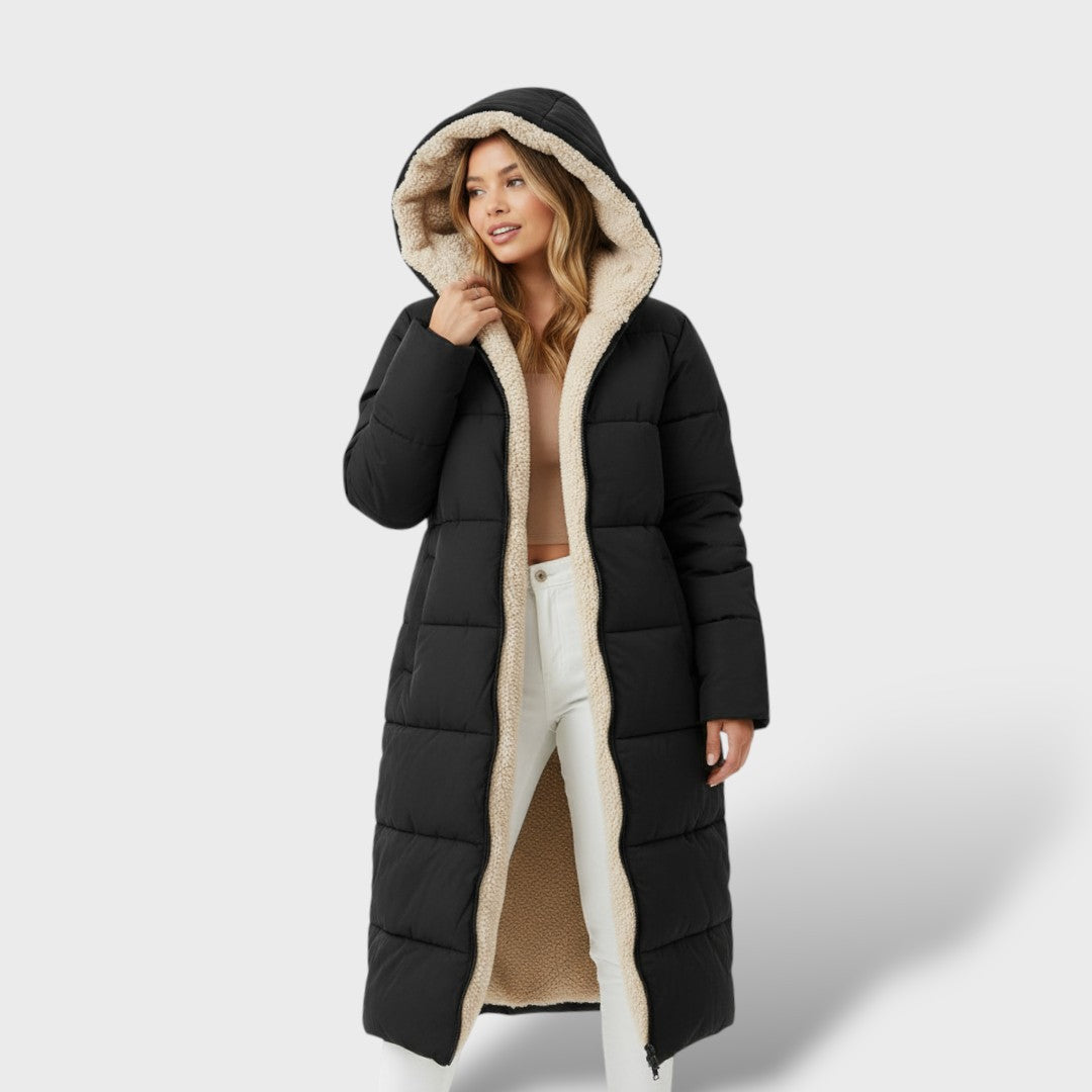 Abrigo Reversible Negro de Invierno para Mujer