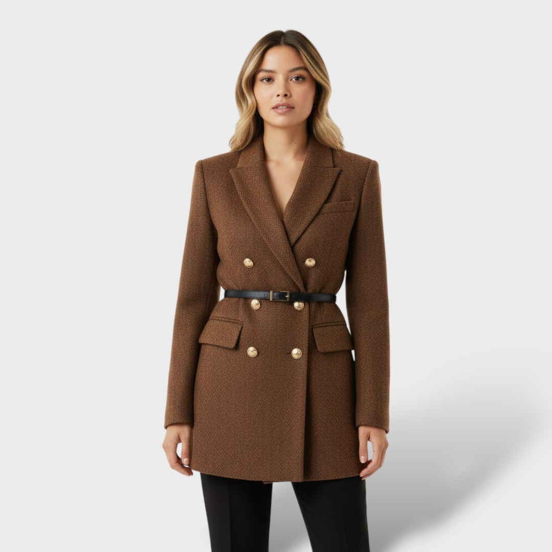 Abrigo de Tweed Doble Botonadura para Mujer
