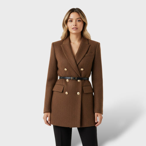 Abrigo de Tweed Doble Botonadura para Mujer