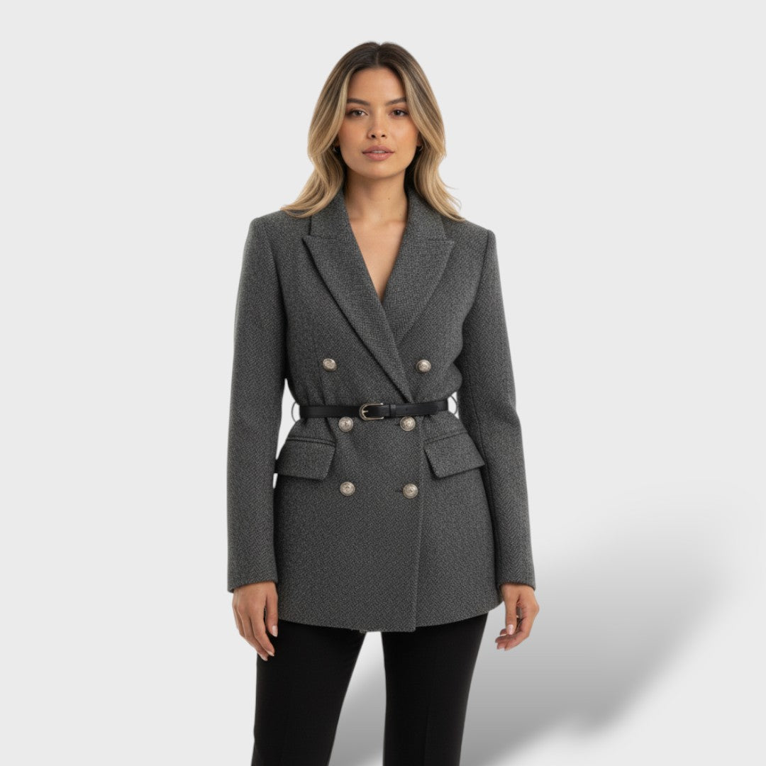 Abrigo de Tweed Doble Botonadura para Mujer
