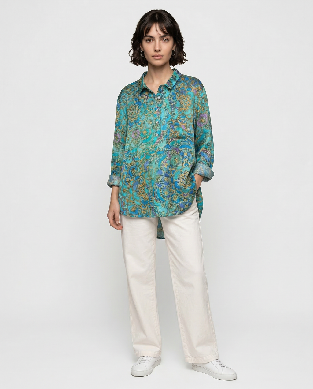 Simona – Camisa de lino con estampado