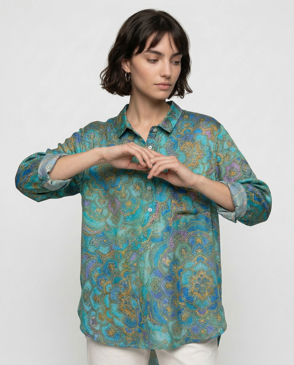 Simona – Camisa de lino con estampado