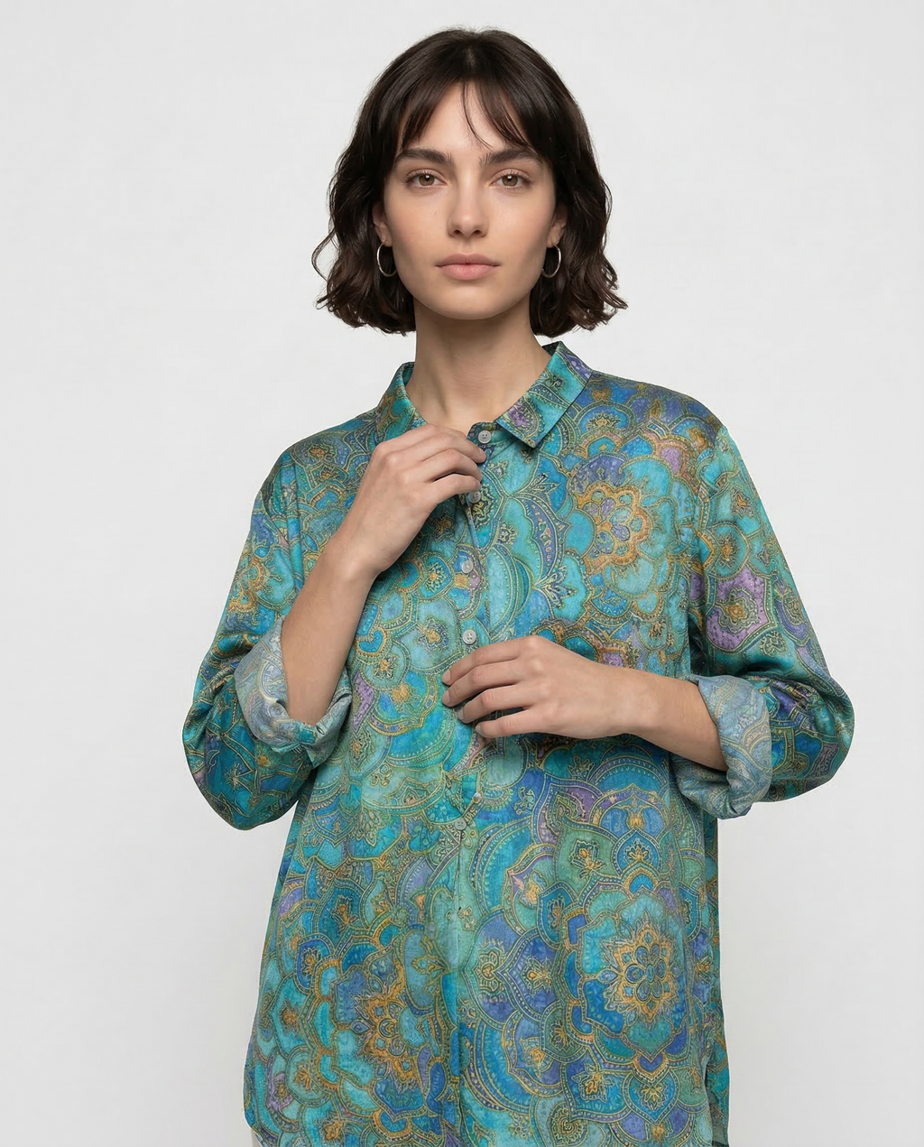 Simona – Camisa de lino con estampado