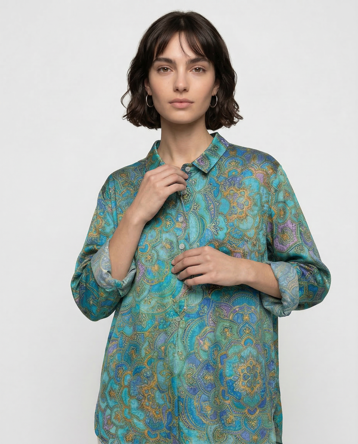 Simona – Camisa de lino con estampado