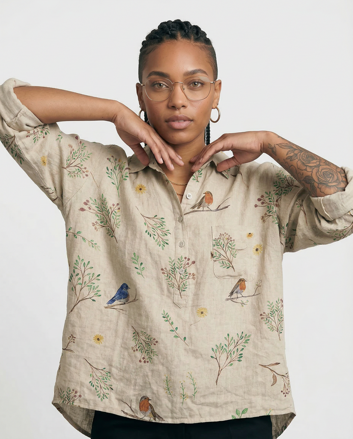 Arianna – Camisa de lino con estampado