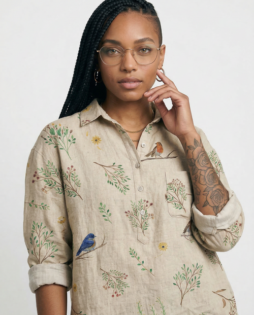 Arianna – Camisa de lino con estampado