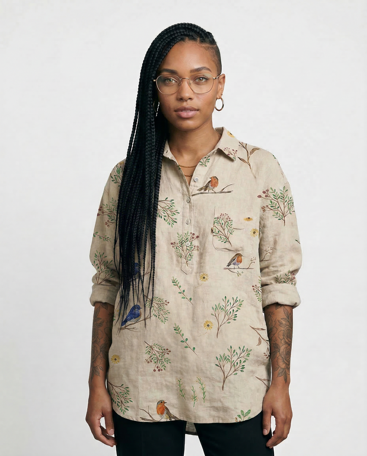 Arianna – Camisa de lino con estampado