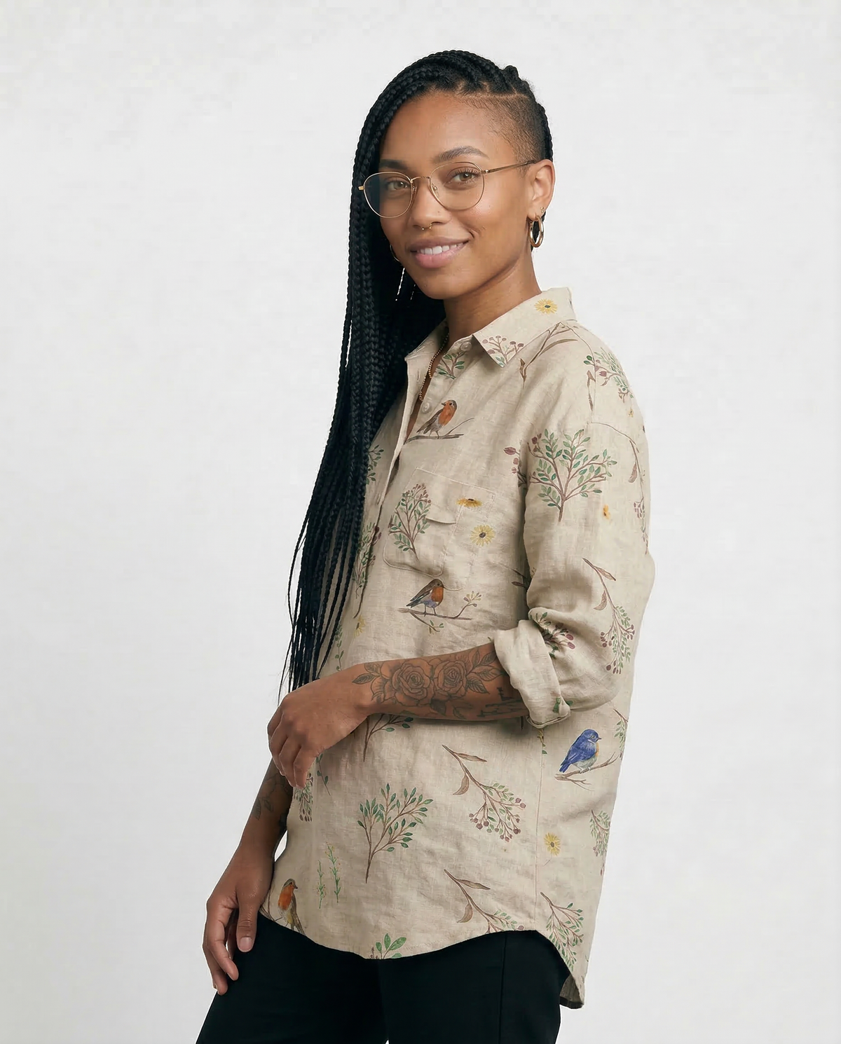Arianna – Camisa de lino con estampado