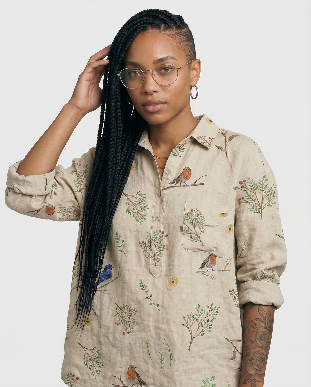 Arianna – Camisa de lino con estampado