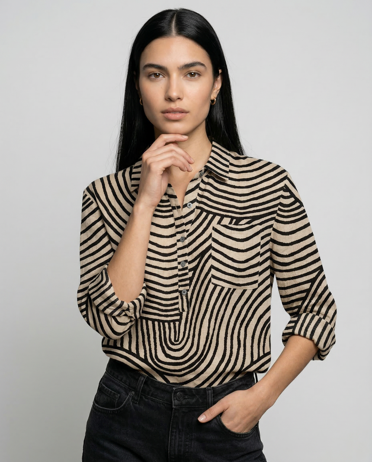 Adelina – Camisa de lino con estampado