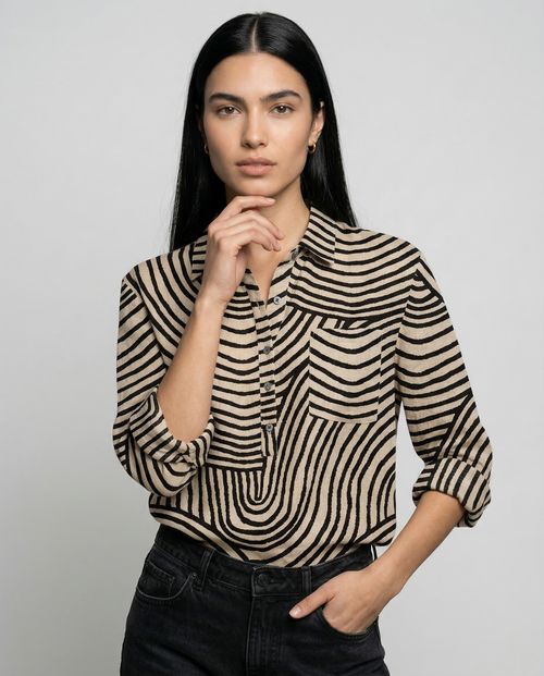 Adelina – Camisa de lino con estampado