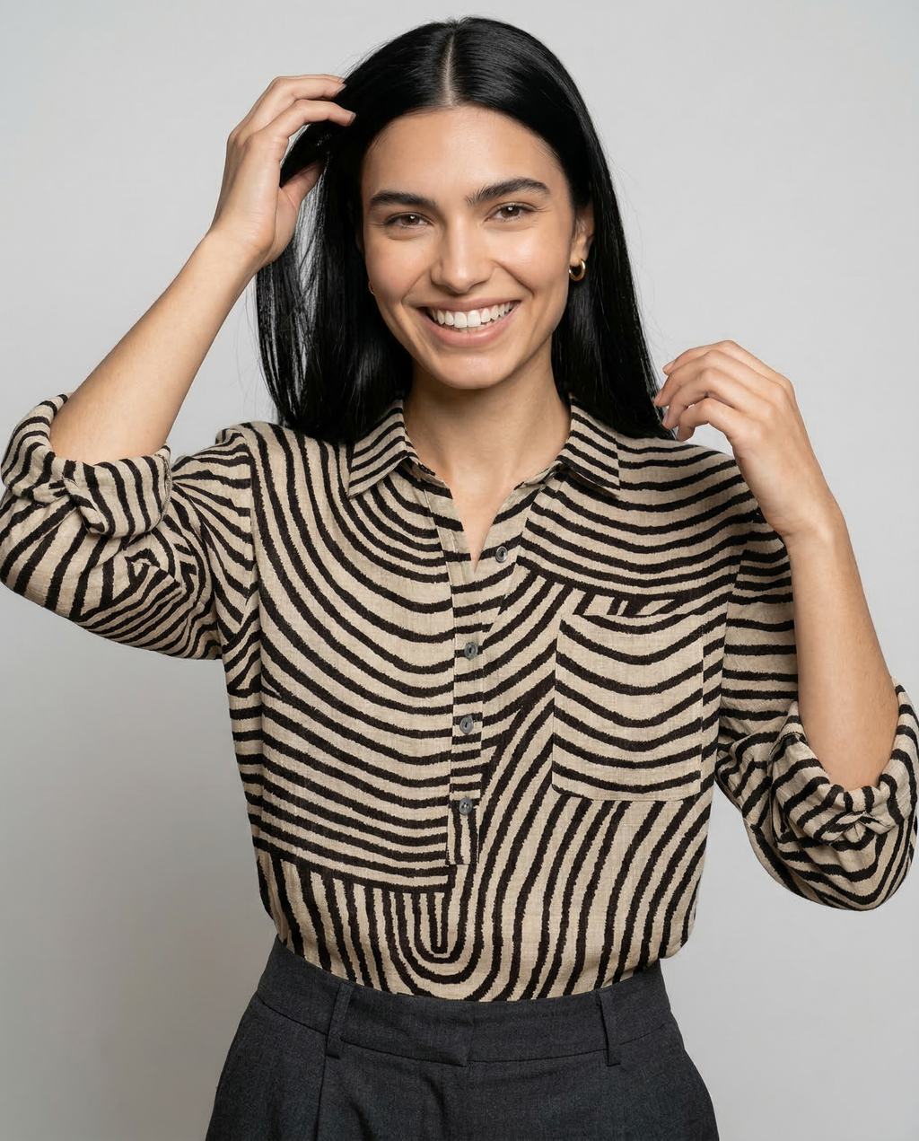 Adelina – Camisa de lino con estampado