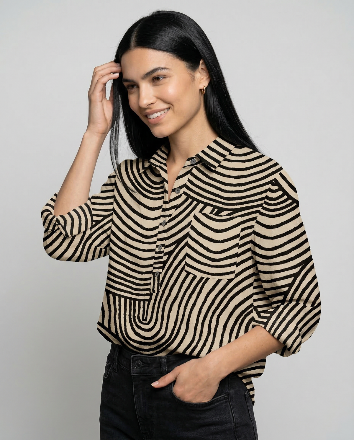 Adelina – Camisa de lino con estampado