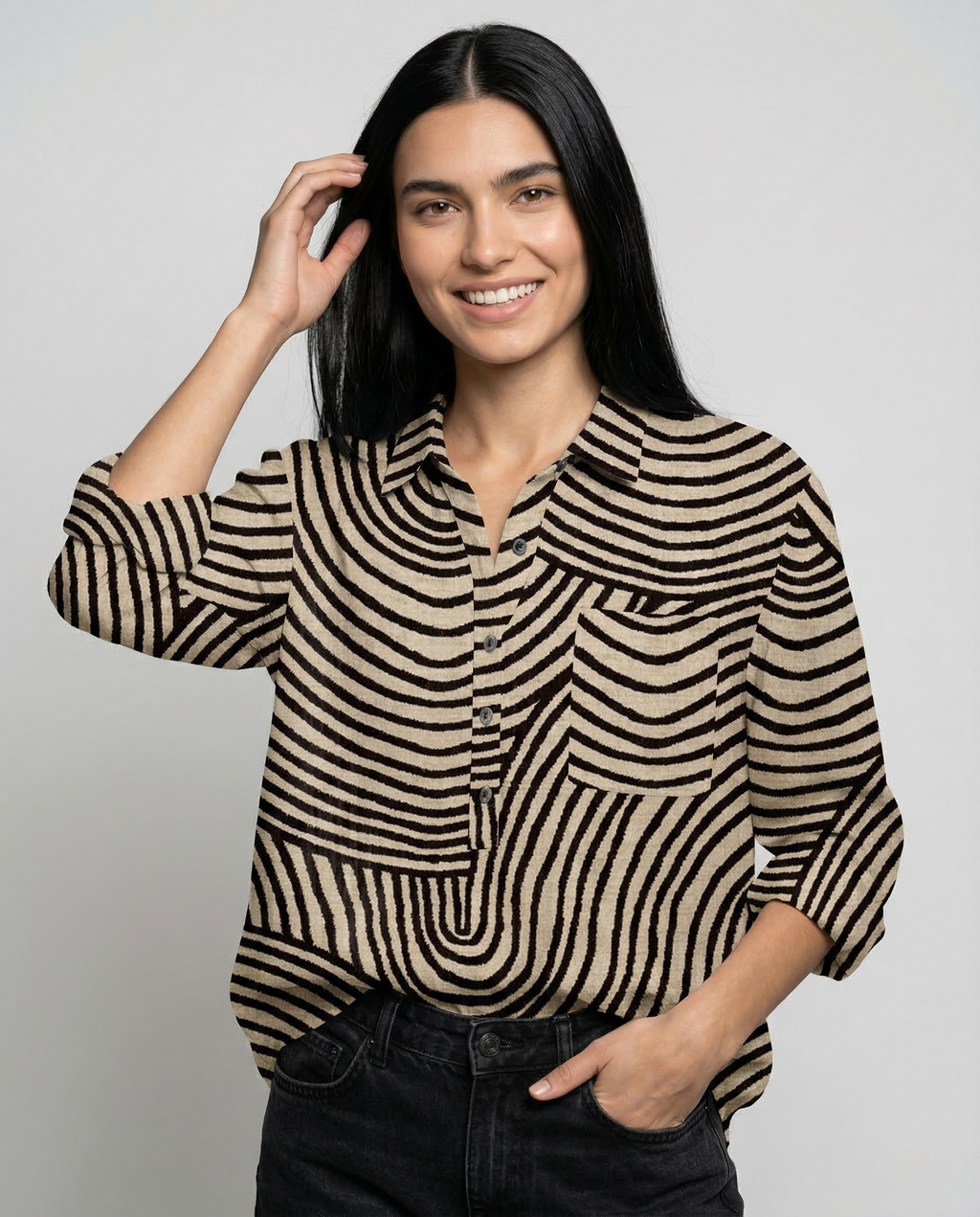 Adelina – Camisa de lino con estampado