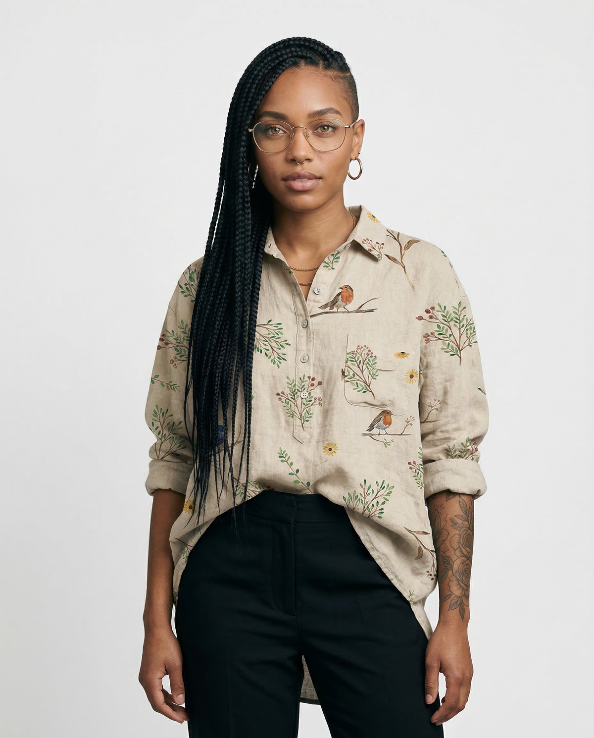 Arianna – Camisa de lino con estampado