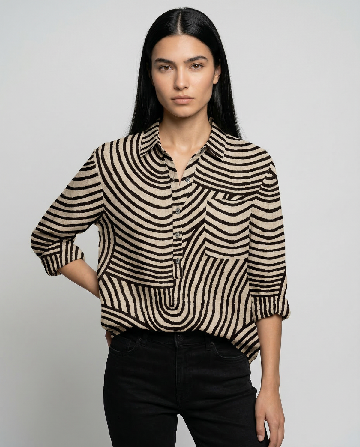 Adelina – Camisa de lino con estampado