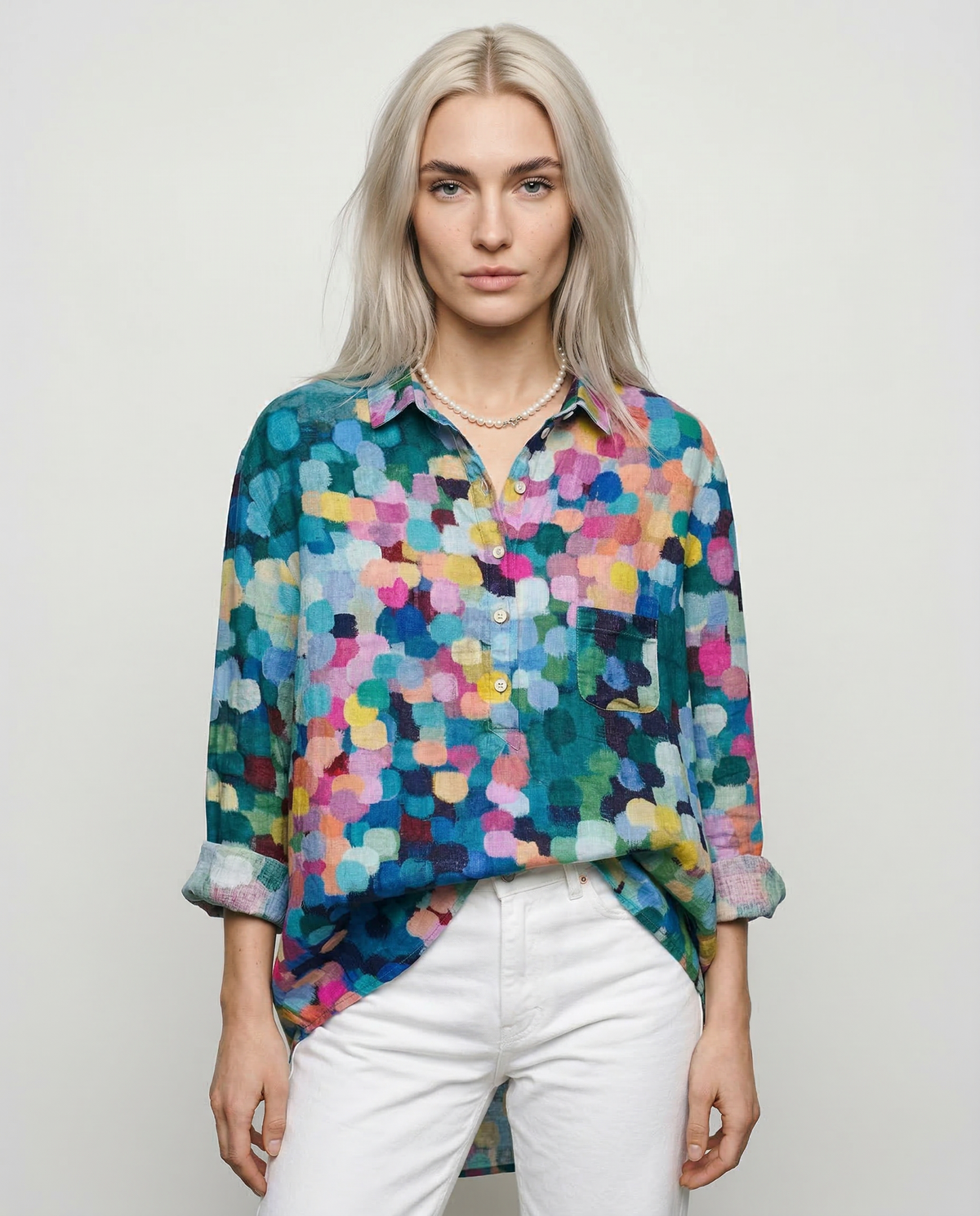Eleonora – camisa de lino estampada