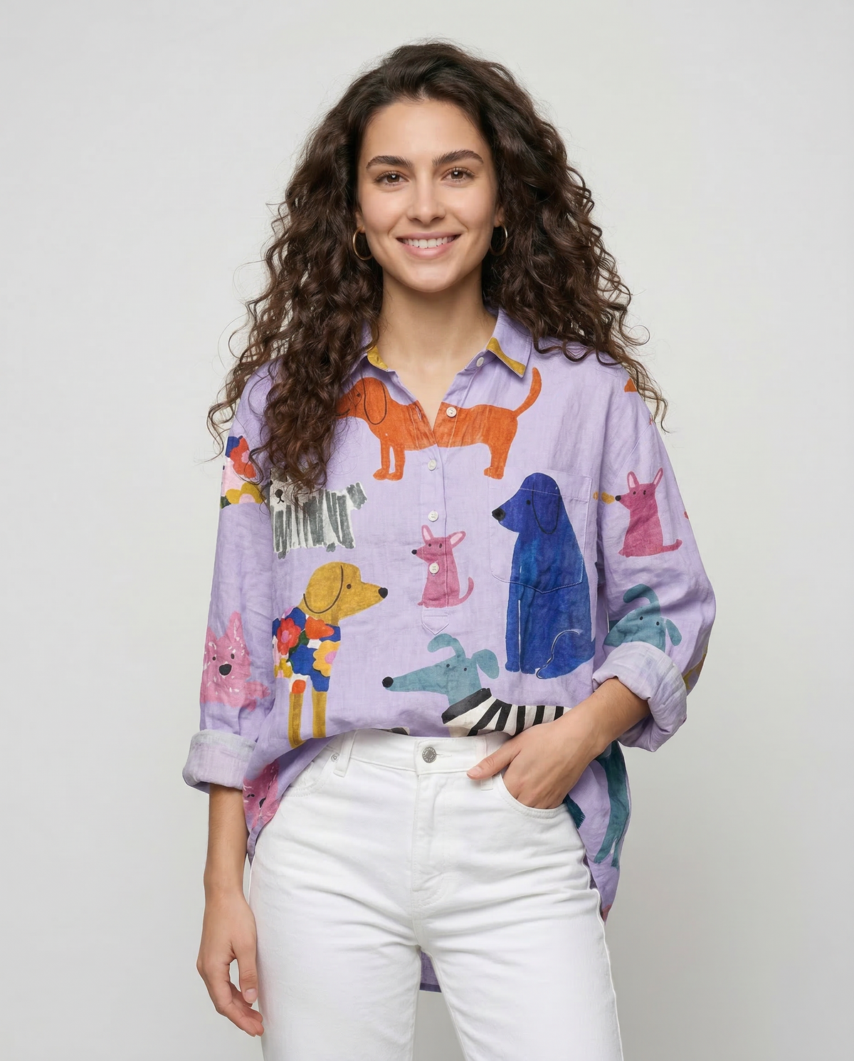 Ginevra – Camisa de lino con fantasía