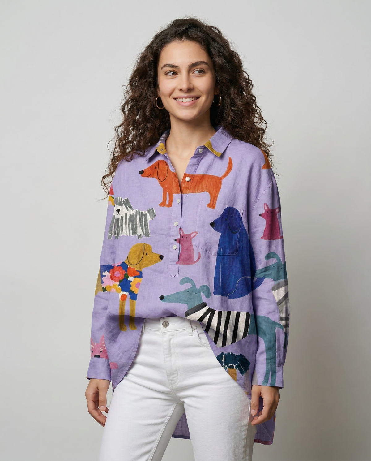 Ginevra – Camisa de lino con fantasía