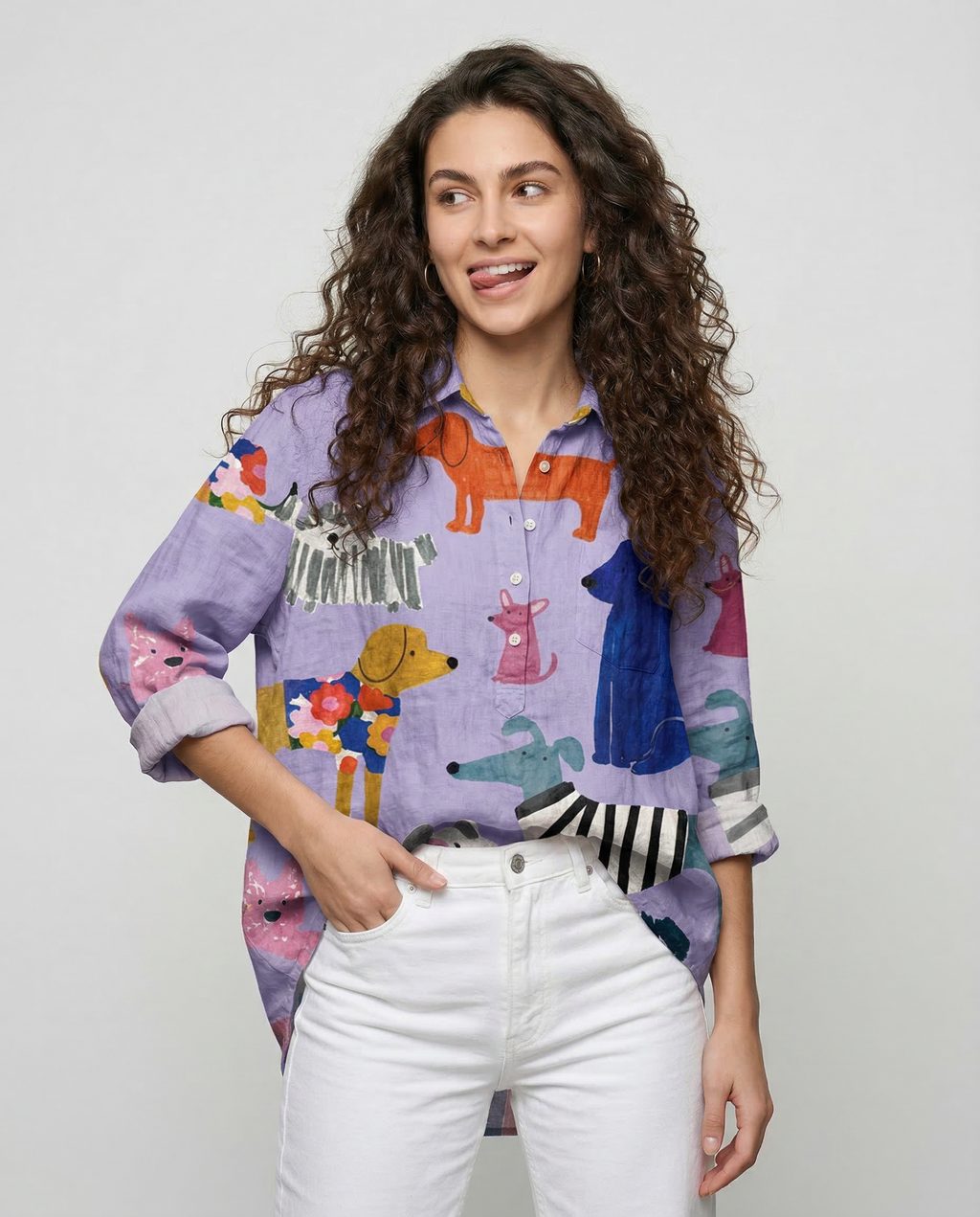 Ginevra – Camisa de lino con fantasía