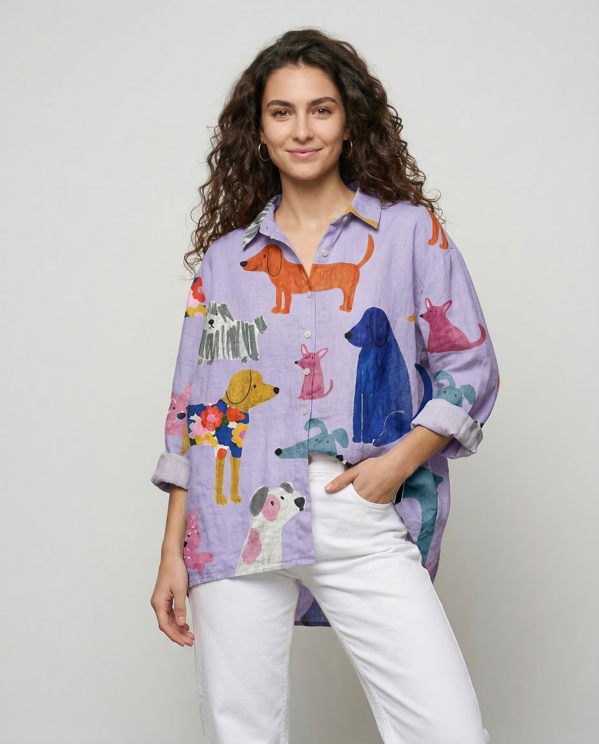 Ginevra – Camisa de lino con fantasía