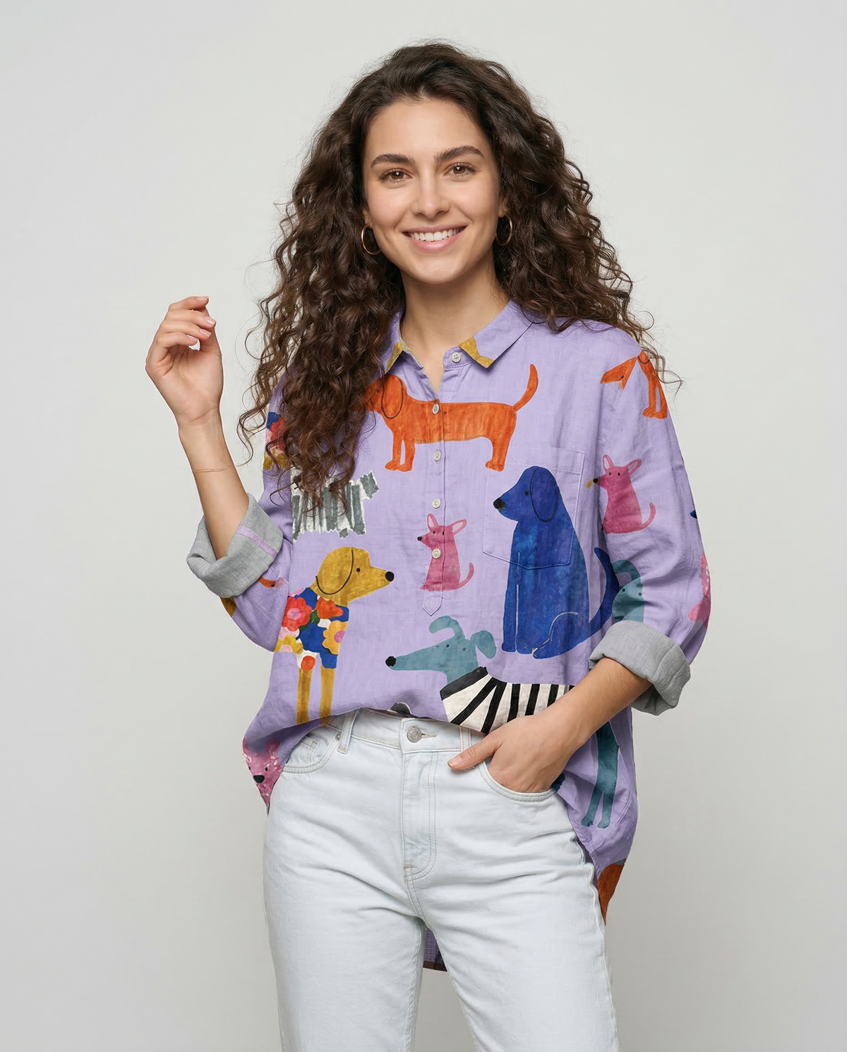 Ginevra – Camisa de lino con fantasía
