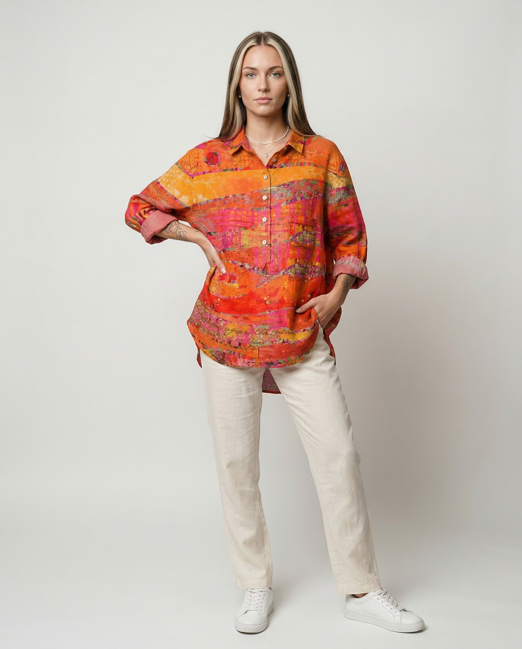 Vanessa – Camisa de lino estampada
