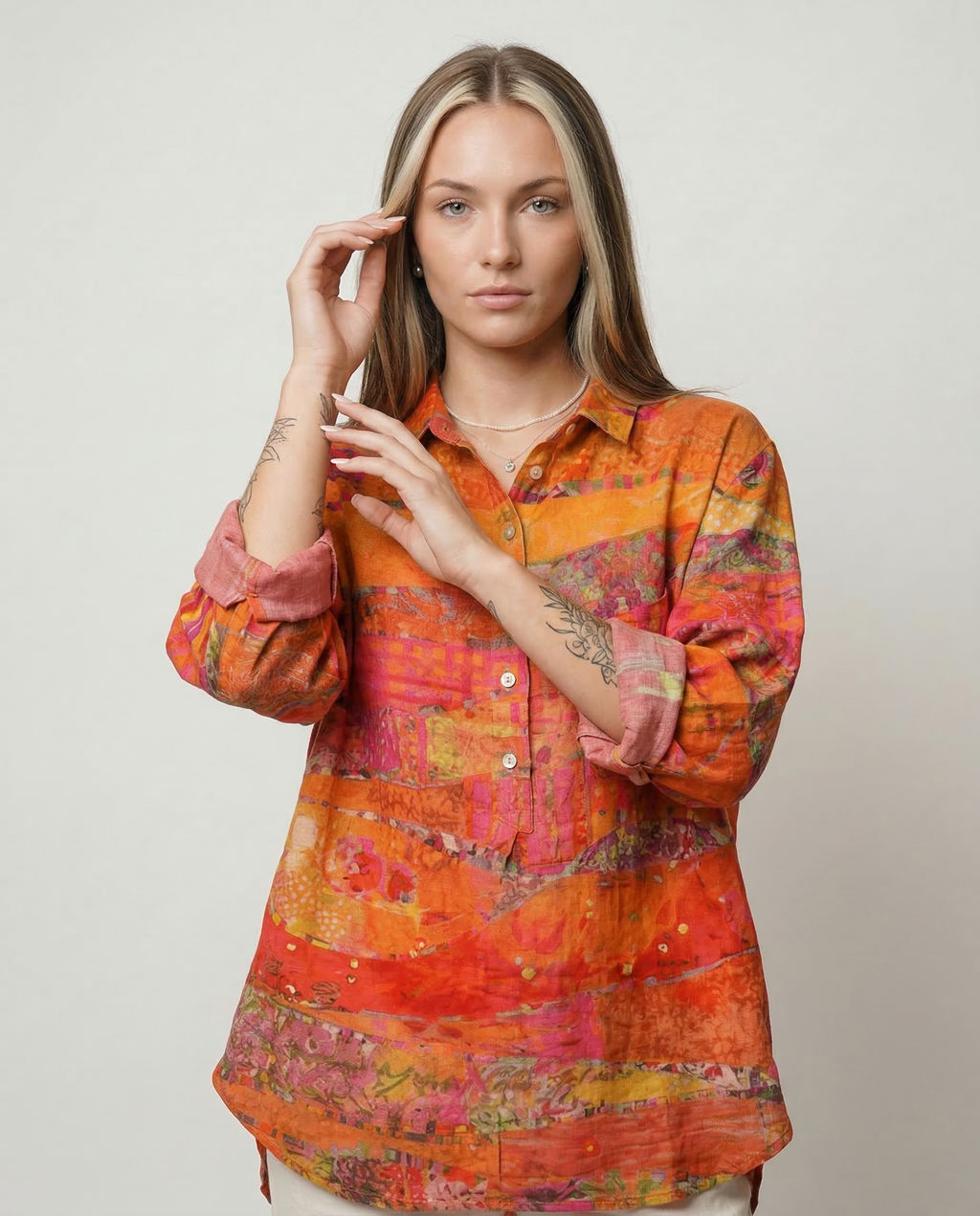 Vanessa – Camisa de lino estampada