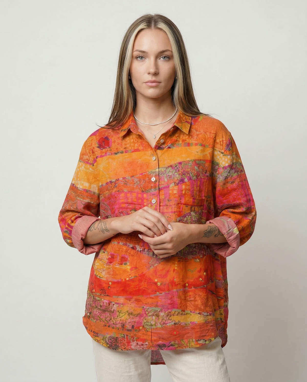 Vanessa – Camisa de lino estampada