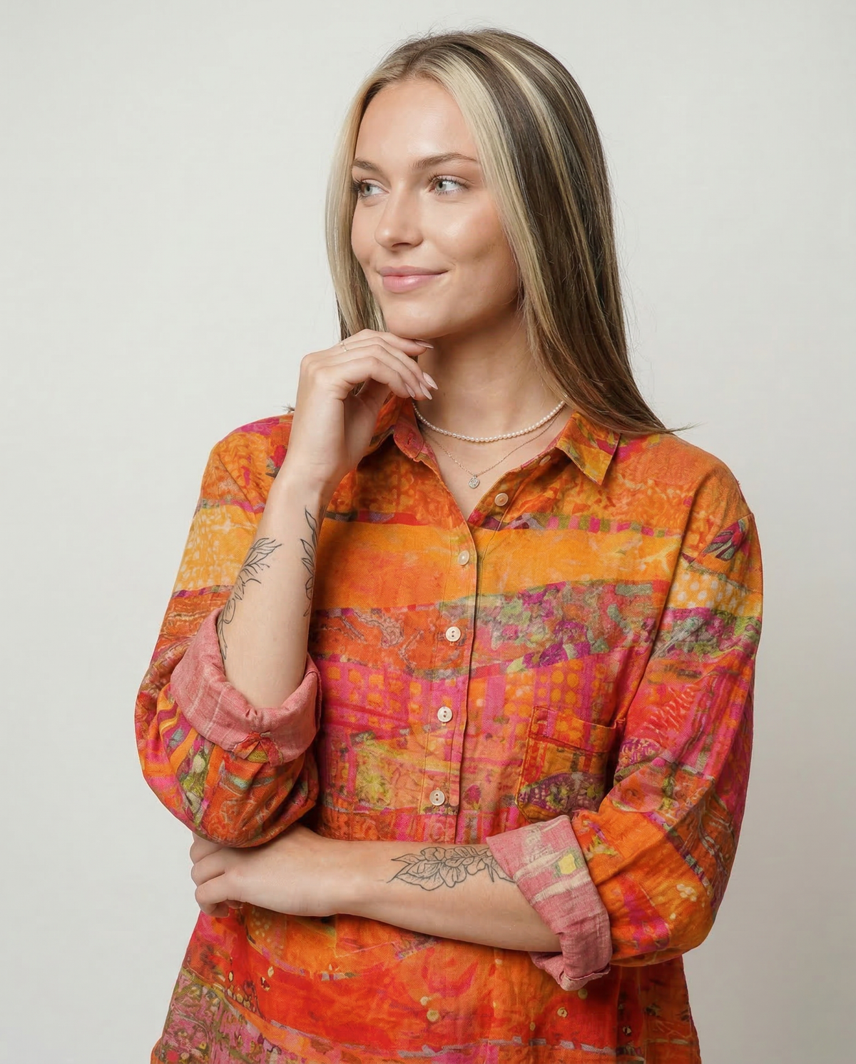 Vanessa – Camisa de lino estampada