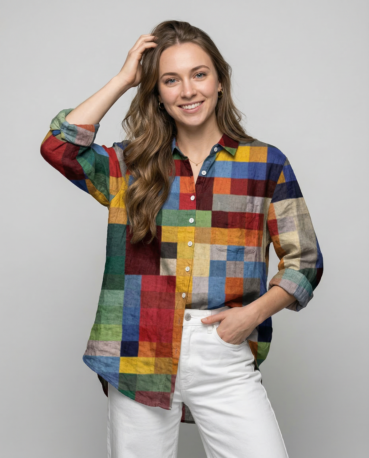 Mirella – Camisa de lino con estampado
