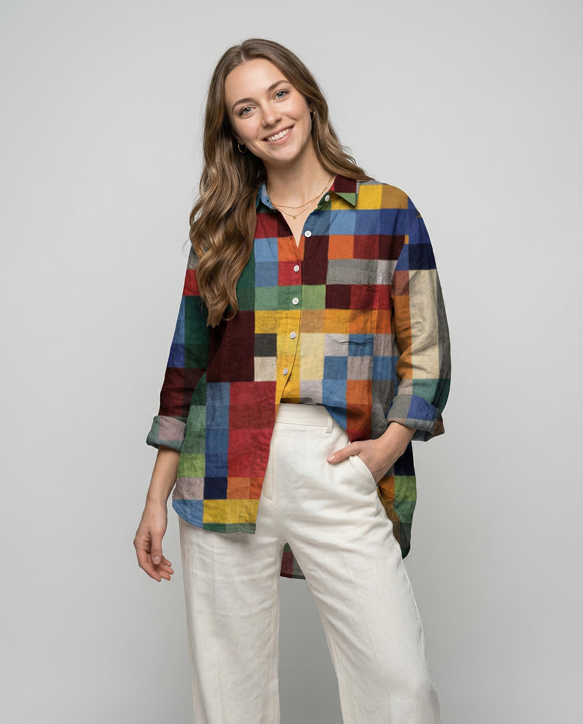 Mirella – Camisa de lino con estampado