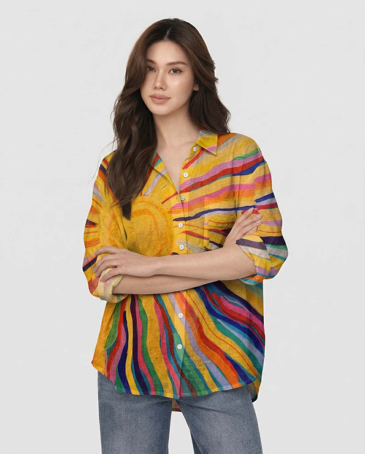 Luciana – Blusa de lino con estampado